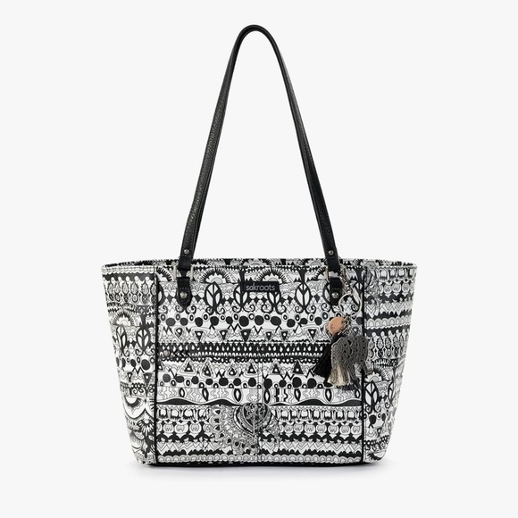 Sakroots Black & White Printed Tote with Charms - Picture 1 of 8